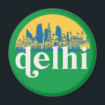 Imán Nueva Delhi India Retro City Skyline Cityscape Art<br><div class="desc">Diseño de ciudad de estilo vintage y retro con un hermoso paisaje, atracción turística y arte de paisajes urbanos. rascacielos Guay y artículos de ilustracion de silueta de construcción para turistas y viajeros. Perfecto como recuerdo para volver a casa cuando viaja por todo el mundo. Guarde la memoria de sus...</div>