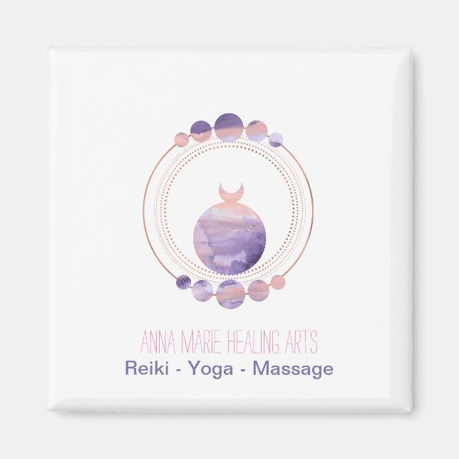 Imán Nueva era Rosa Oro Púrpura Geometría Sagrada Rosa (Frente)