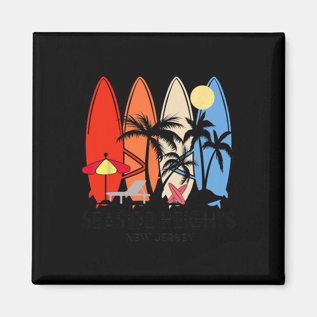 Imán Nueva Jersey Seaside Heights Retro Surfboard Vinta (Frente)