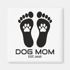 Imán Nueva Mamá Perro Huellas De Pata Negrita Fecha Est