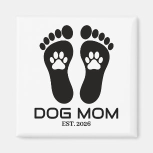 Imán Nueva Mamá Perro Huellas De Pata Negrita Fecha Est