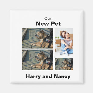 Imán Nueva mascota personalizada 4 Colage de fotos