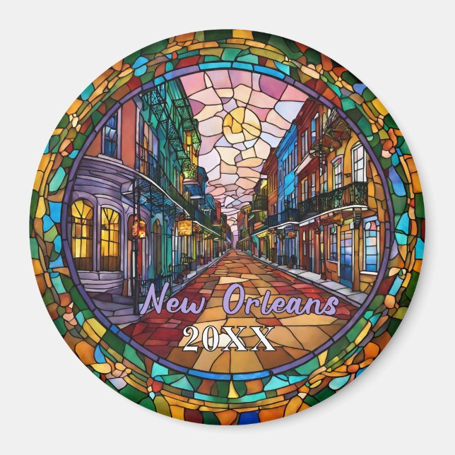 Imán Nueva Orleans Bourbon Street personalizada con fec (Frente)