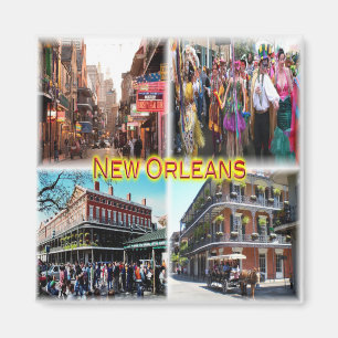 Imán Nueva Orleans - Calle Bourbon - Mardi Gras -