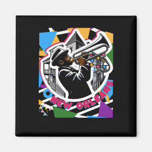 Imán Nueva Orleans Mardi Gras Trombone Pegatina