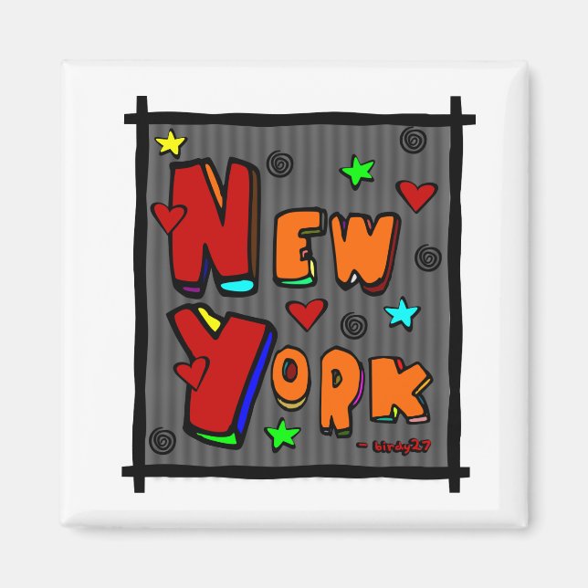 Imán Nueva York, arte en el marco, multicolor (Frente)