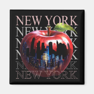 Imán Nueva York La Gran Manzana Fruta Silueta Ciudad