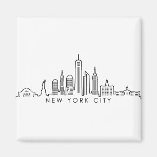 Imán NUEVA YORK Manhatten Estados Unidos Skyline Silhou