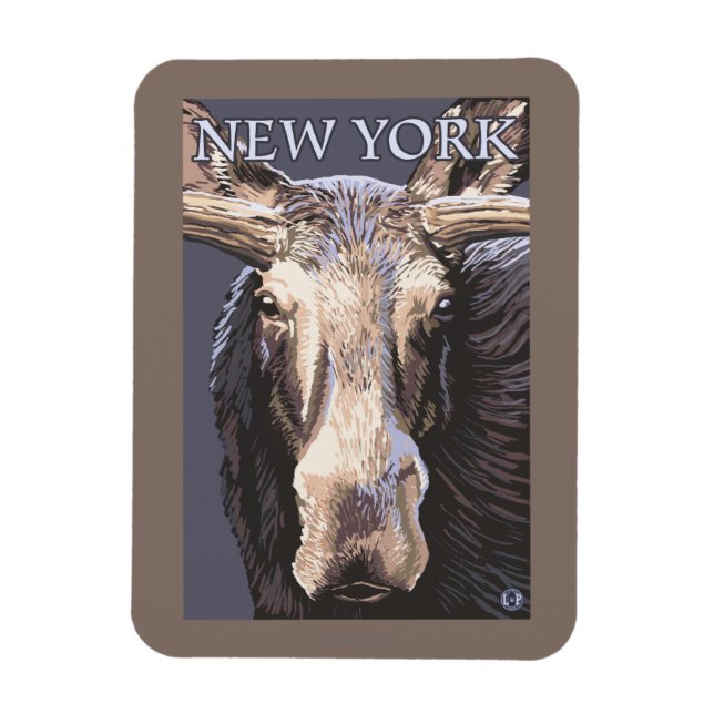 Imán Nueva York Moose Arriba Cierre (Vertical)