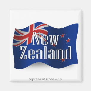 Imán Nueva Zelanda que agita la bandera
