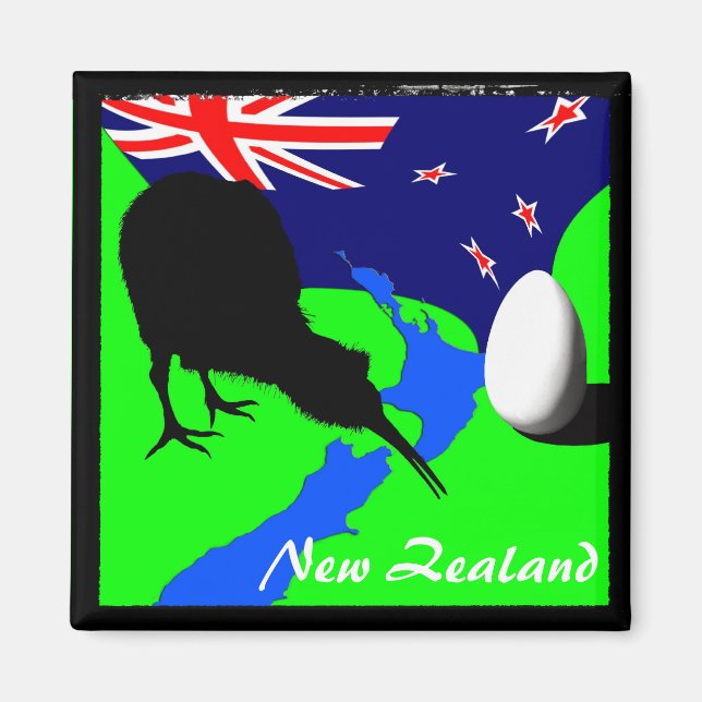 Imán Nueva Zelandia, Kiwi, Bandera (imán) (Frente)