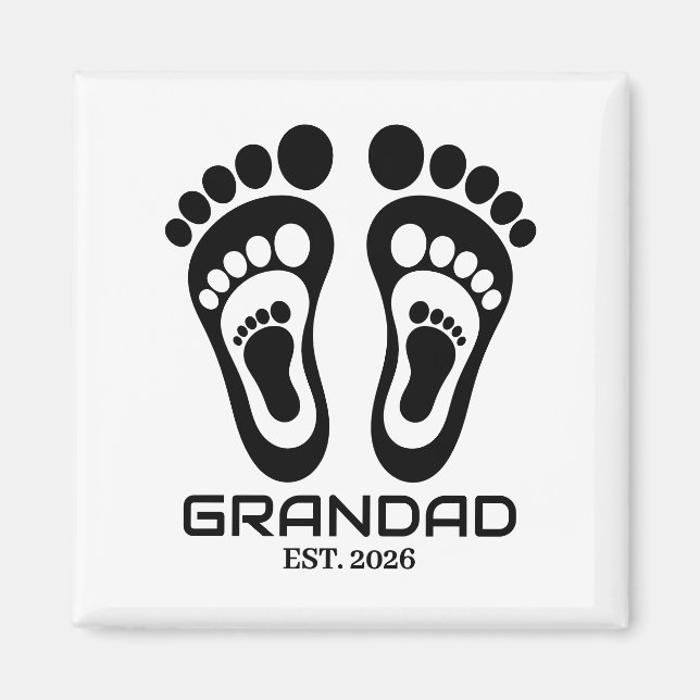 Imán Nuevas Huellas de Bebé de Abuelo Fecha Est (Frente)