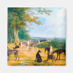 Imán Nueve Greyhounds en un paisaje de Jacques-Laurent