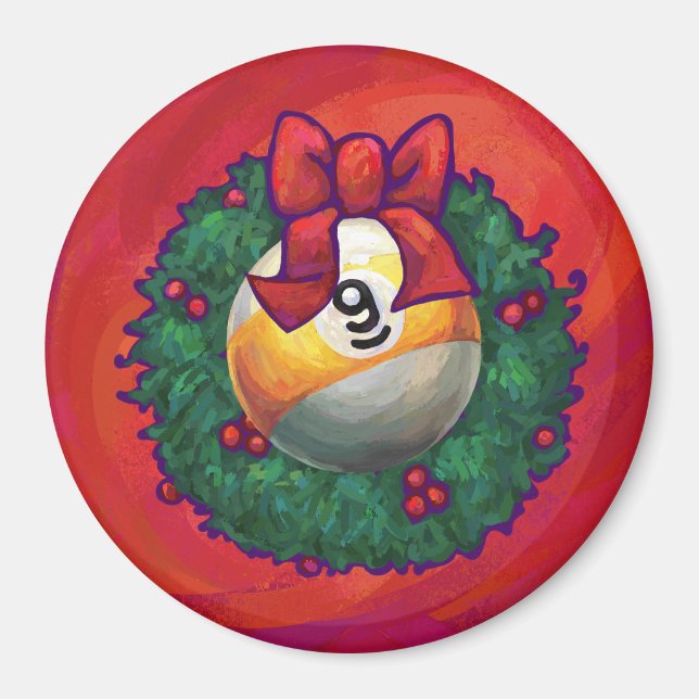 Imán Nueve pelotas en Navidades rojos (Frente)