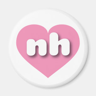Imán Nuevo corazón rosado de Hampshire - Amo Nh
