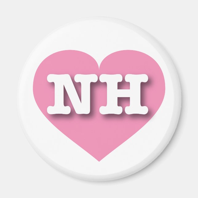 Imán Nuevo corazón rosado de Hampshire - Amo NH (Frente)