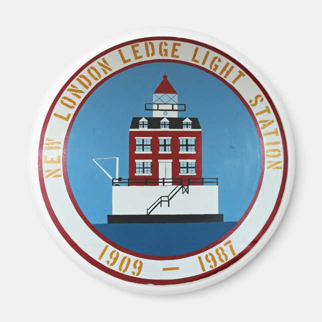 Imán Nuevo faro de London Ledge, Magnet de la Ronda CT (Frente)