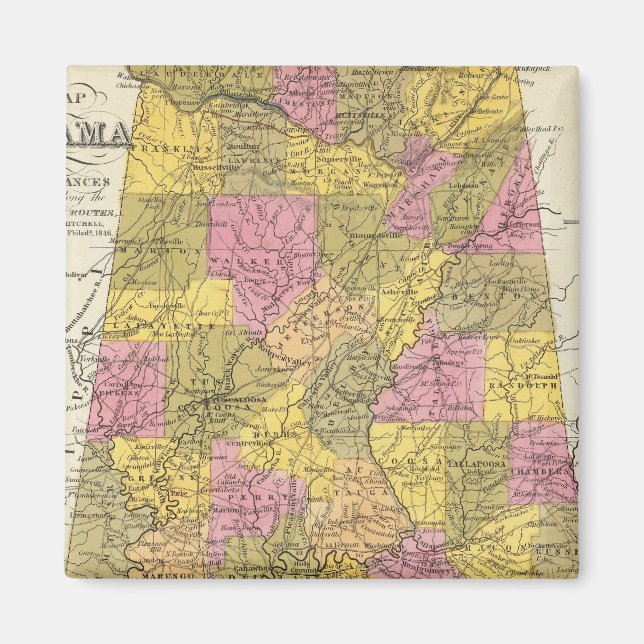 Imán Nuevo Mapa De Alabama (Frente)