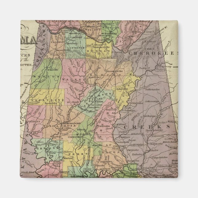 Imán Nuevo Mapa De Alabama (Frente)