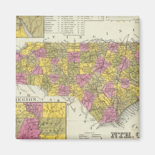 Imán Nuevo Mapa De Carolina Del Norte (Frente)