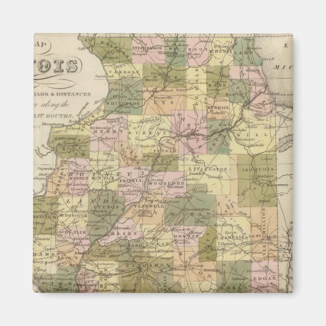 Imán Nuevo Mapa De Illinois 2 (Frente)