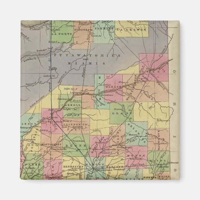 Imán Nuevo Mapa De Indiana (Frente)