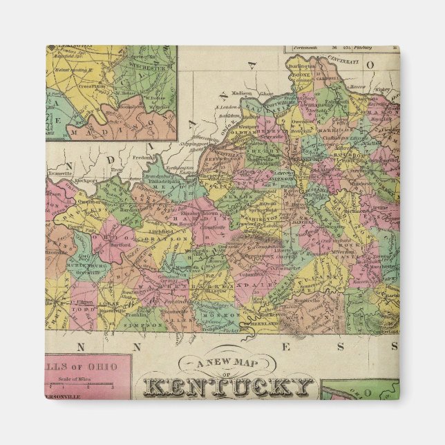 Imán Nuevo Mapa De Kentucky (Frente)