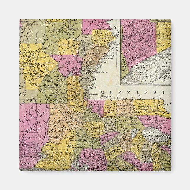 Imán Nuevo Mapa De Luisiana 3 (Frente)