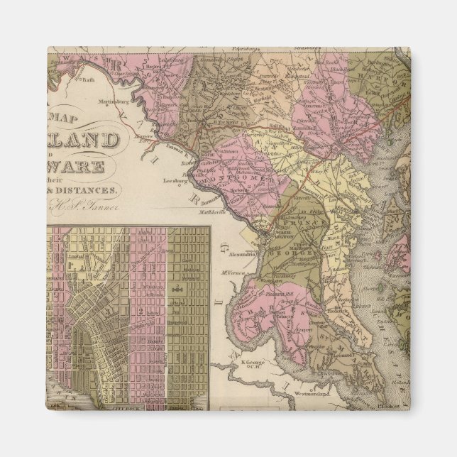 Imán Nuevo mapa de Maryland y Delaware (Frente)