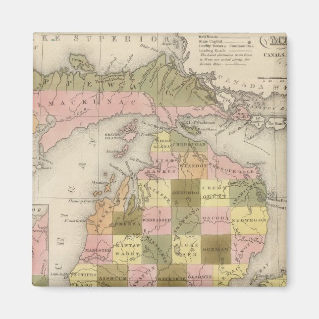 Imán Nuevo Mapa De Michigan (Frente)
