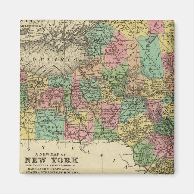 Imán Nuevo Mapa De Nueva York (Frente)
