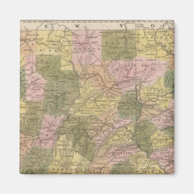 Imán Nuevo Mapa De Pensilvania (Frente)