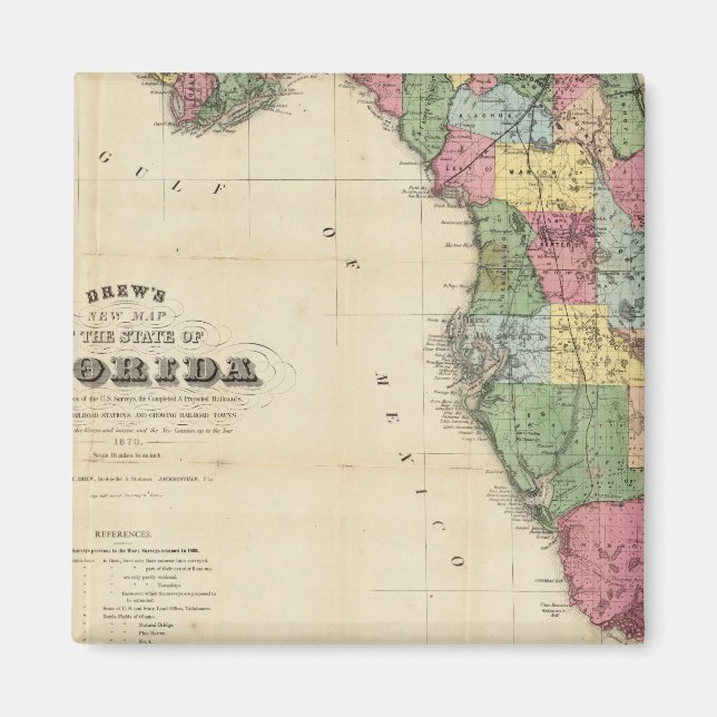 Imán Nuevo mapa del estado de Florida de Drew (Frente)