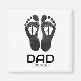Imán Nuevo Papá Gemelo Huellas de Bebé Fecha Est.