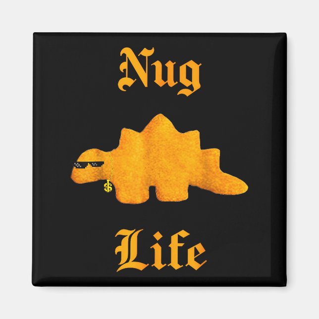 Imán Nug Life Dinosaur Chicken Nugget Funny Retro  (Frente)