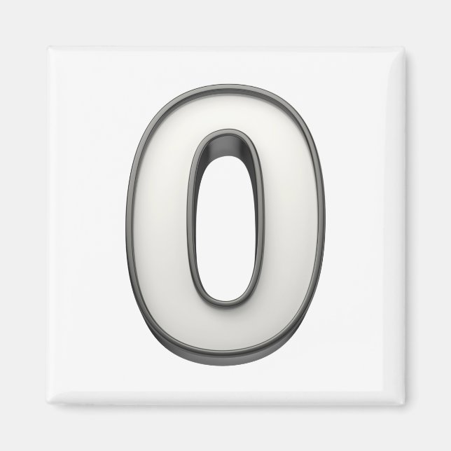 Imán Número 0, ilustracion 3D (Frente)