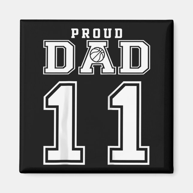 Imán Número 11 Proud Basketball Dad Personalizado (Frente)