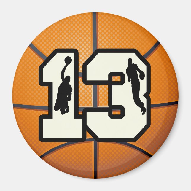 Imán Número 13 de Baloncesto y Jugadores (Frente)