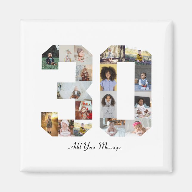 Imán Número 30 Collage de fotos (Frente)