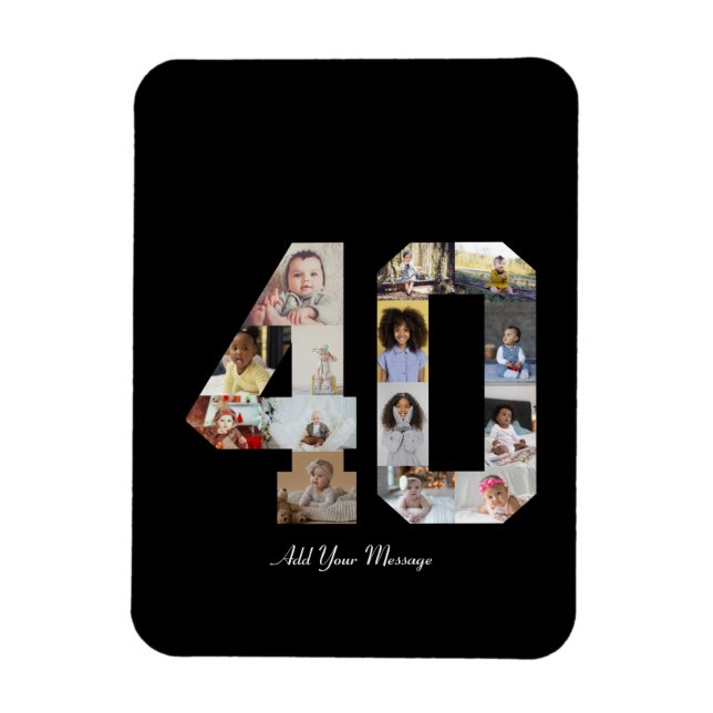 Imán Número 40 Collage de fotos (Vertical)