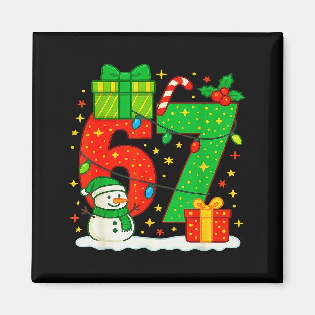 Imán Número 67 Pareja De Navidad Meme Coincidente 67 Se (Frente)