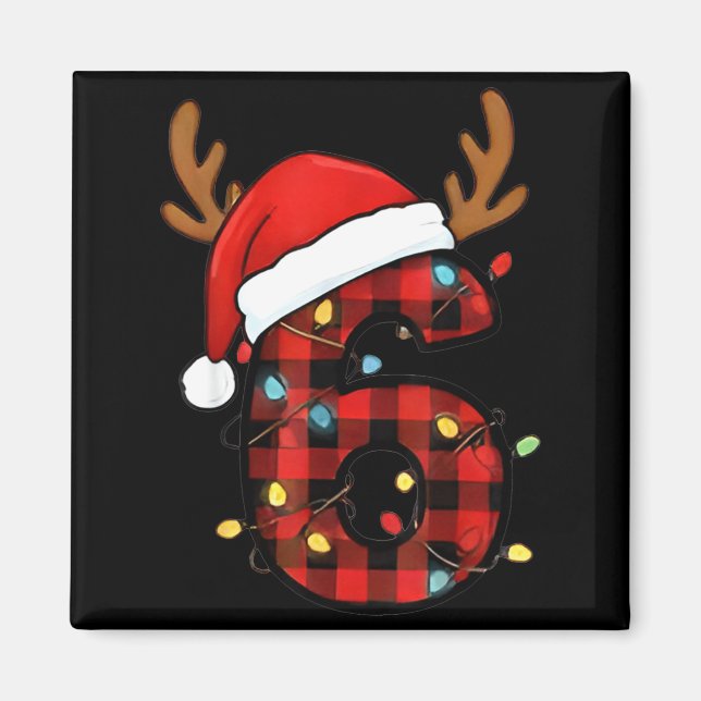 Imán Número 6 Traje de Navidad de Meme coincidente 67 H (Frente)