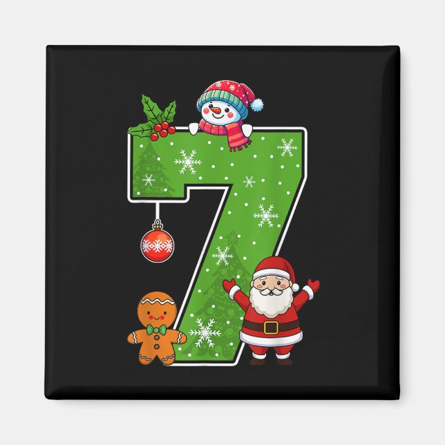 Imán Número 7 Divertido 67 Meme Pareja Pijamas Navidad  (Frente)