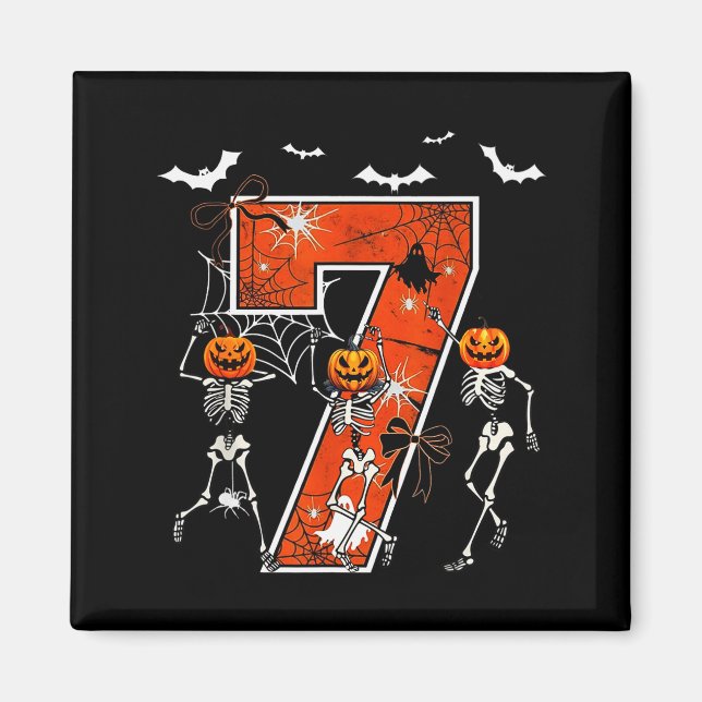 Imán Número 7 Seis Siete Meme 6 7 Halloween Esqueleto B (Frente)