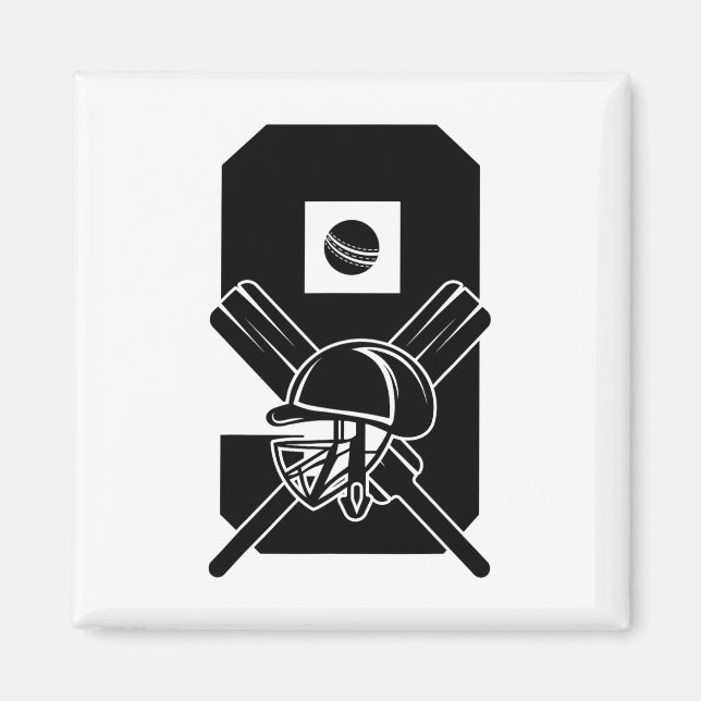 Imán Número 9 años cricket cumpleaños 9  (Frente)