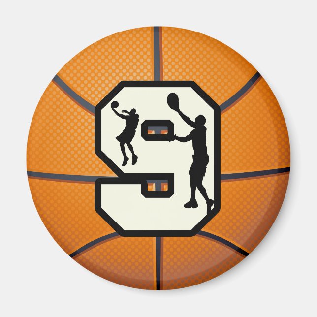 Imán Número 9 Baloncesto y Jugador (Frente)