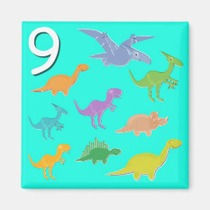 Imán Número 9 Nueve Dinosaurios Contando