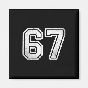 Imán Número Antiguo #67 Equipo Deportivo Blanco Número