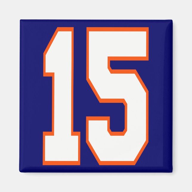IMÁN NÚMERO DE BLANCO Y NARANJA 15 (Frente)