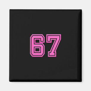 Imán Número de equipo deportivo retro rosa #67